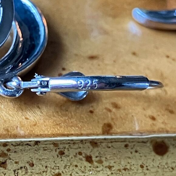 Natural Connemara Marble Sterling Silver Moon Earrings - Picture 5 of 7